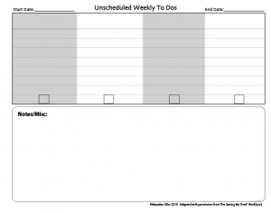 unscheduled weekly to-dos handout